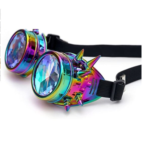 Rave Rainbow Crystal Lenses Steampunk Goggles… main image 2